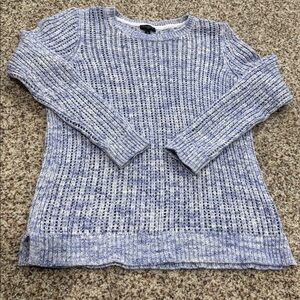 Talbots crochet purple blue crew neck cotton sweater